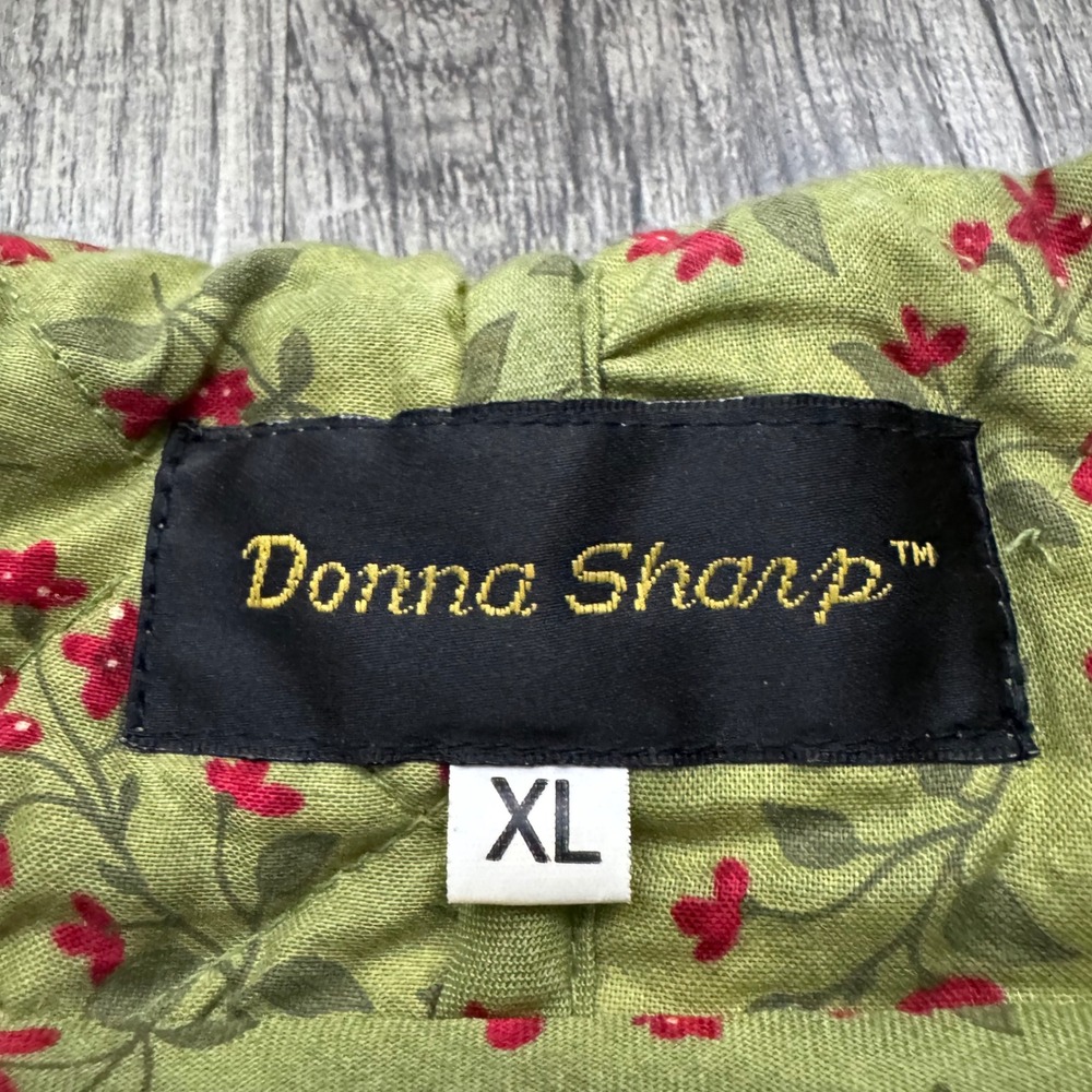 Donna Sharp Quilted Patchwork Multicolor Floral Plaid Jacket Cottagecore XL - Picture 4 of 6